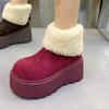2024 Fashion Suede Ankle Warm Snow Boots Flat Heel Winter High Quality Women's Shoes Round Toe Medium Heel Simple Women's Boots
