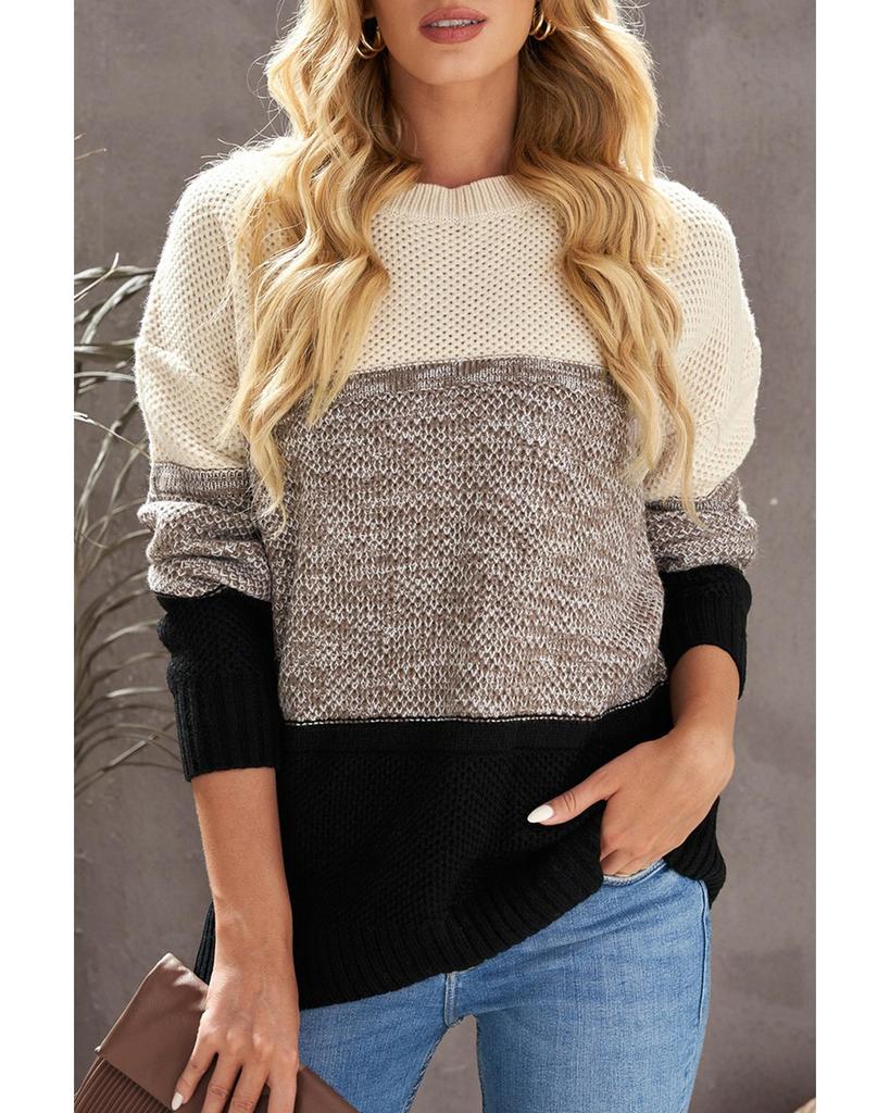 Azura Exchange Netted Texture Pullover Sweater