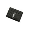 Saint Laurent Ysl Монограмма Серебряный Логотип Текстурированная тисненая стеганая кожаная визитница Женская визитница Черный 423291-BOW02-1000