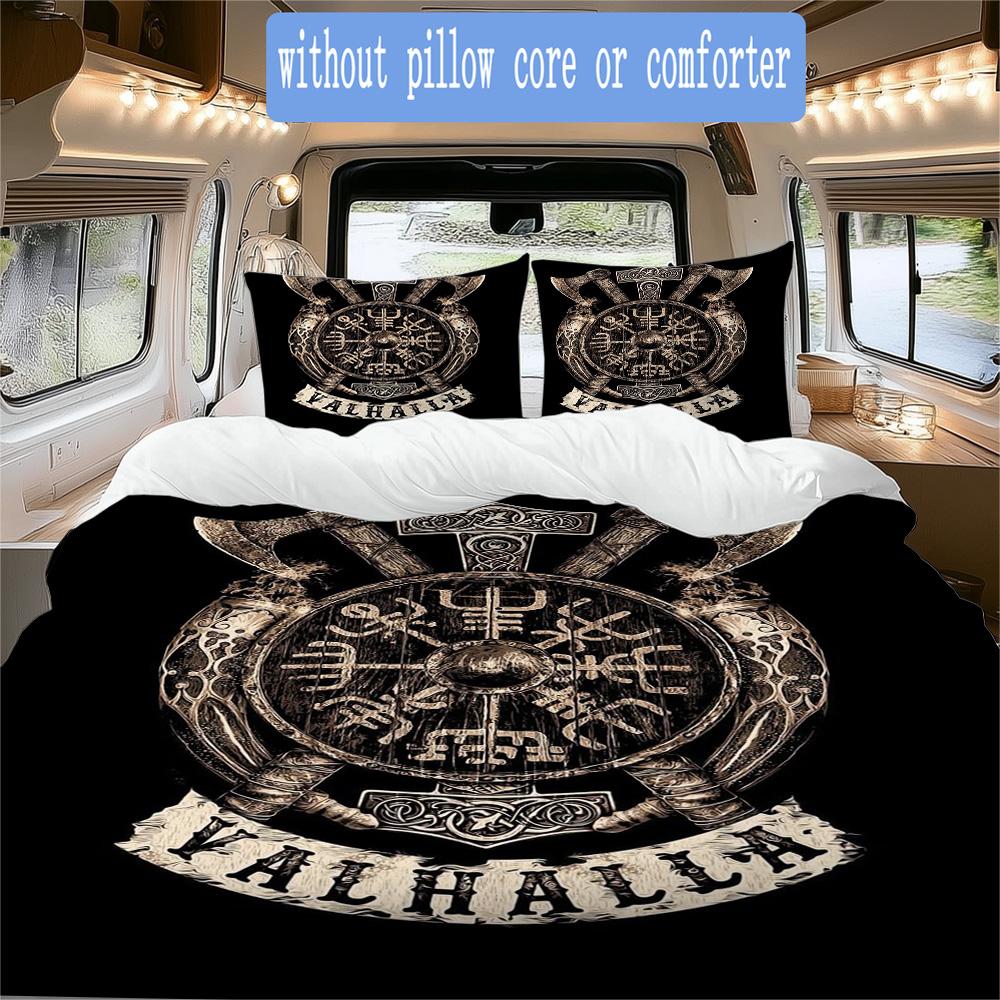 Vintage Viking emblem print Pattern Bedding,Quilt Set Quilt Cover Pillowcase Home Birthday Gift (1*duvet cover+2*pillowcase,without core)XSJT0917052