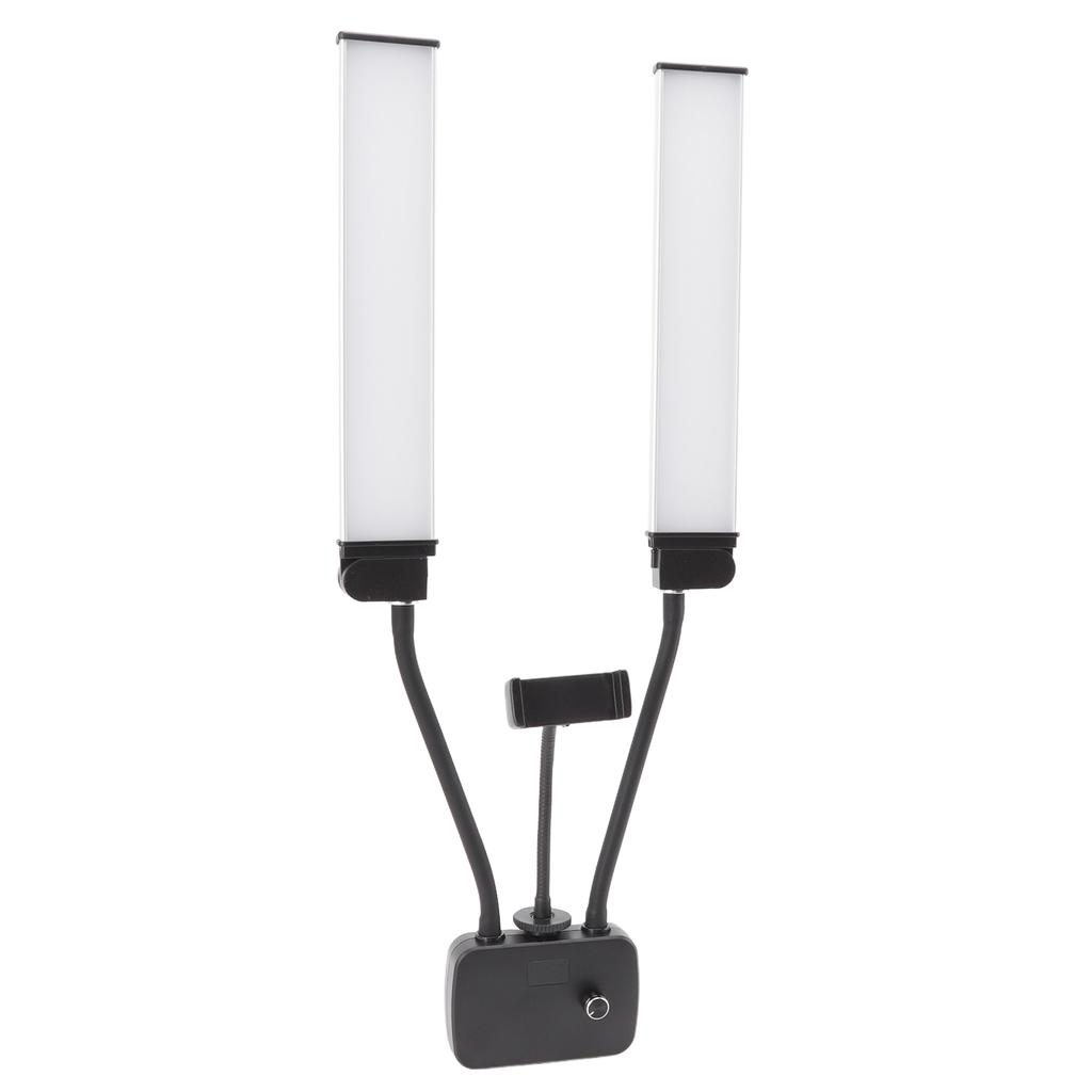 Светодиодный заполняющий свет 3200K до 5600K с двумя держателями, регулируемая яркость, USB с держателем для телефона, видео