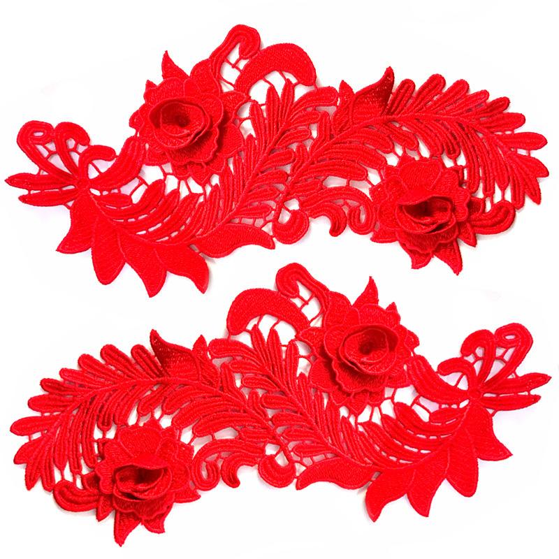 1 пара аппликаций из ткани с цветами для модной одежды, платья, декора, 3D, полые, водорастворимые, для DIY-поделок, кружевная вышивка