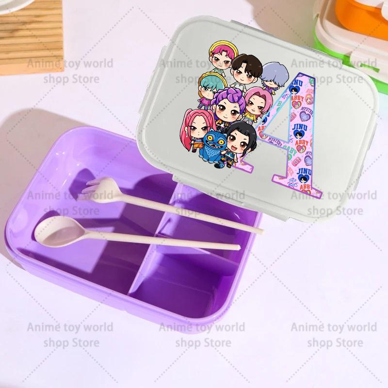 26letters KPop Demon Hunters Lunch Box Girl Boy Portable Bento Boxs Student Hermetic Food Crisper Single Layer Capacity Kid Gift