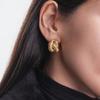 Винтажные Серьги-гвоздики Геометрические Полые с Текстурой Лавы для Женщин, Позолоченные, Модные Акцентные Украшения, Подарки