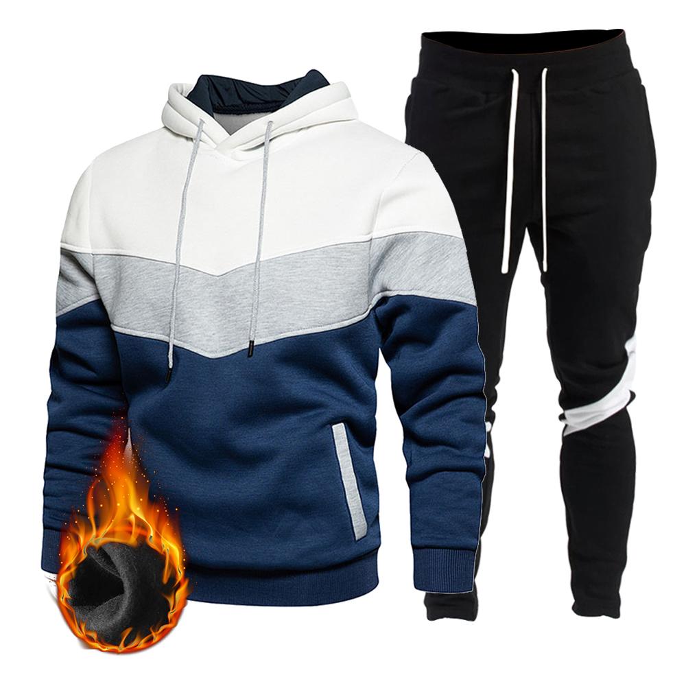 White 2025 Autumn Winter Hooded Pullover Sweatshirt Pants Set Men's Sportswear Sports 2-piece Set Men's Jogging Sweatshirt Set