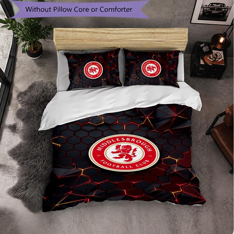 Middlesbrough FC Themed Bedding 3Pcs Duvet Cover Set Decorative Bed Linen For Teen Room Home Decoration