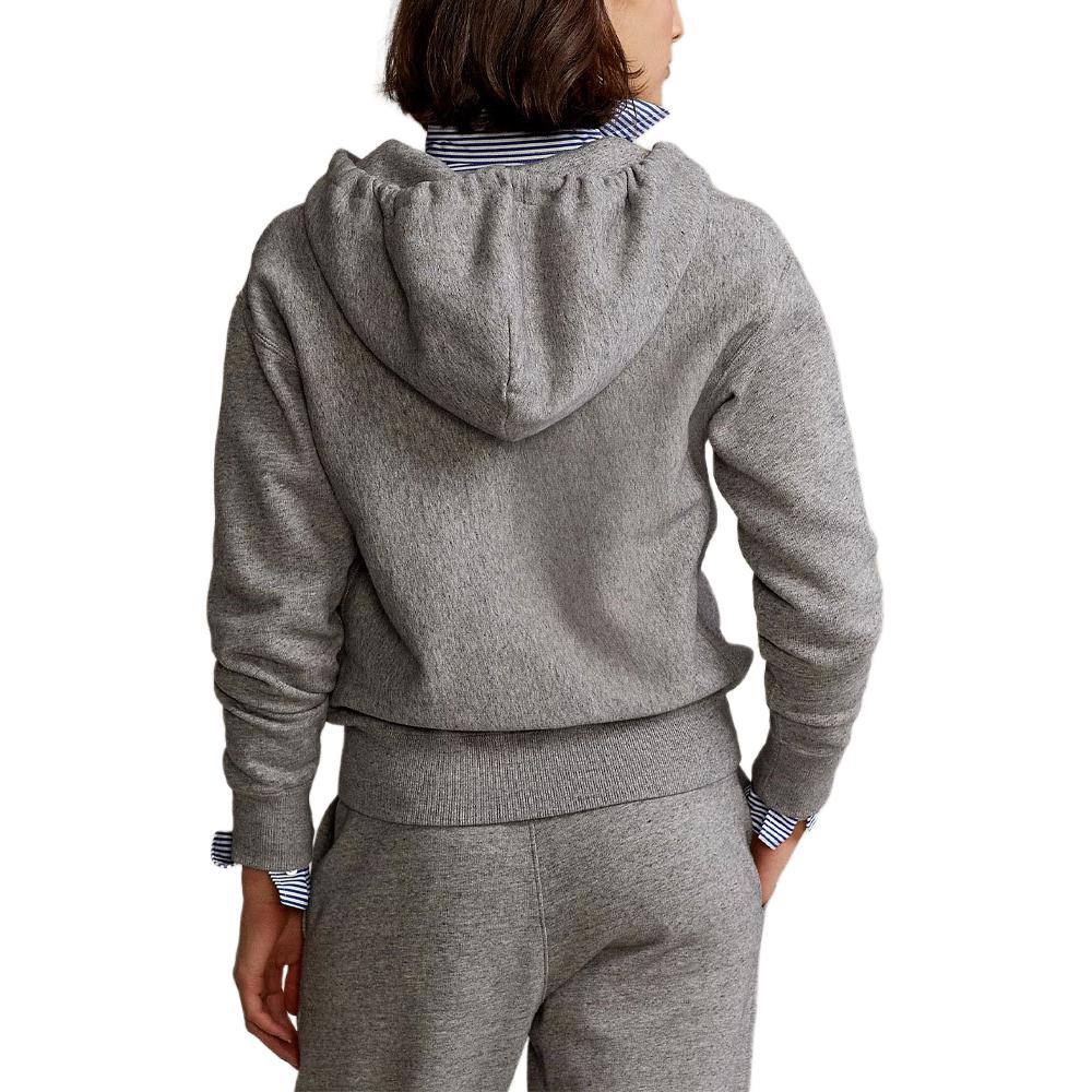 Толстовка с капюшоном на молнии Polo Ralph Lauren с вышивкой логотипа, свободного кроя, с длинными рукавами, женская, серая, WMPOKNINFB20705-020