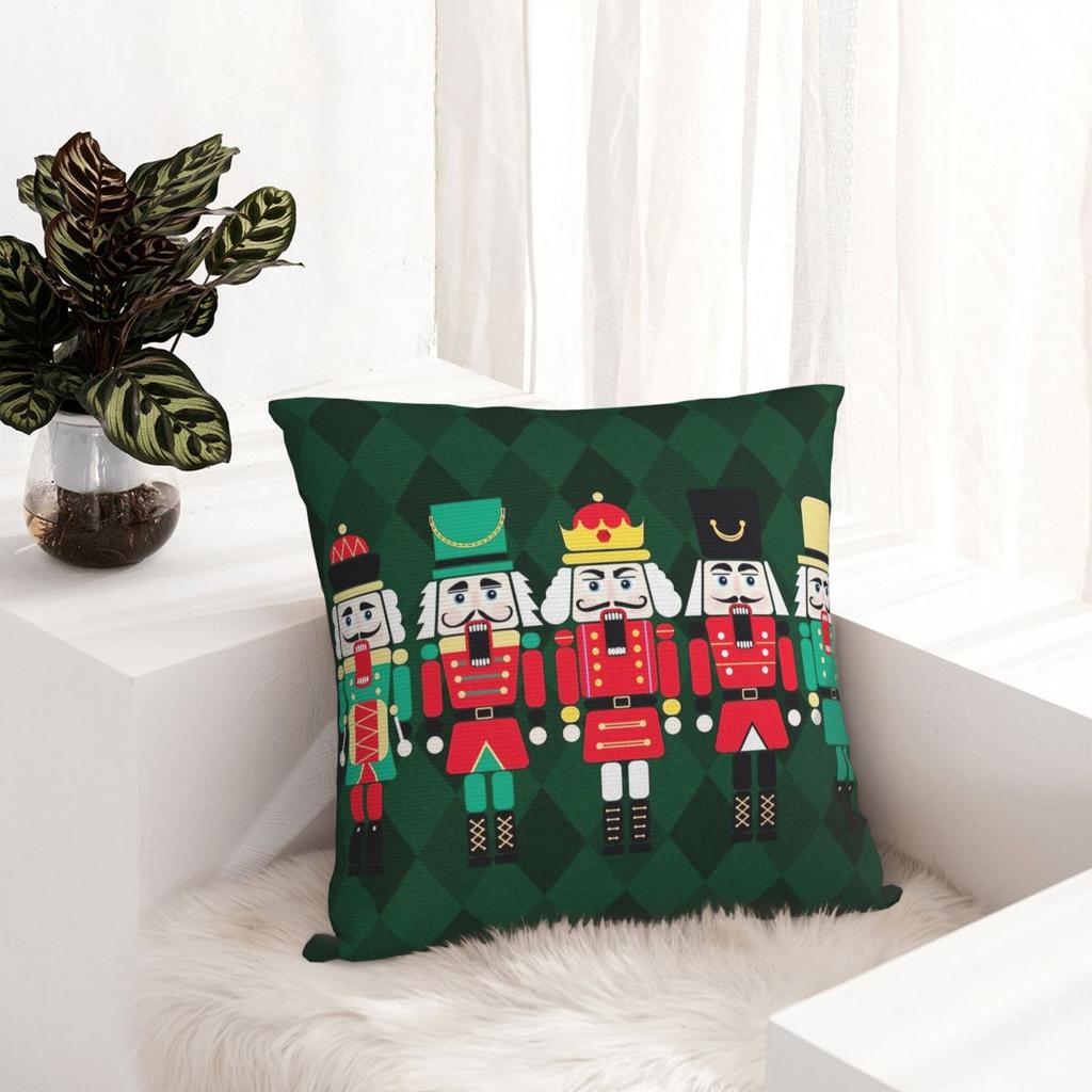 The Nutcracker Christmas Toy Soldier King Pillowcase Printing Fabric Cushion Cover Decoration Pillow Case Cover Bedroom Zipper