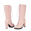 Women's High-heeled Boots Autumn and Winter New Waterproof Table Thick-heeled Large-size Medium Boots