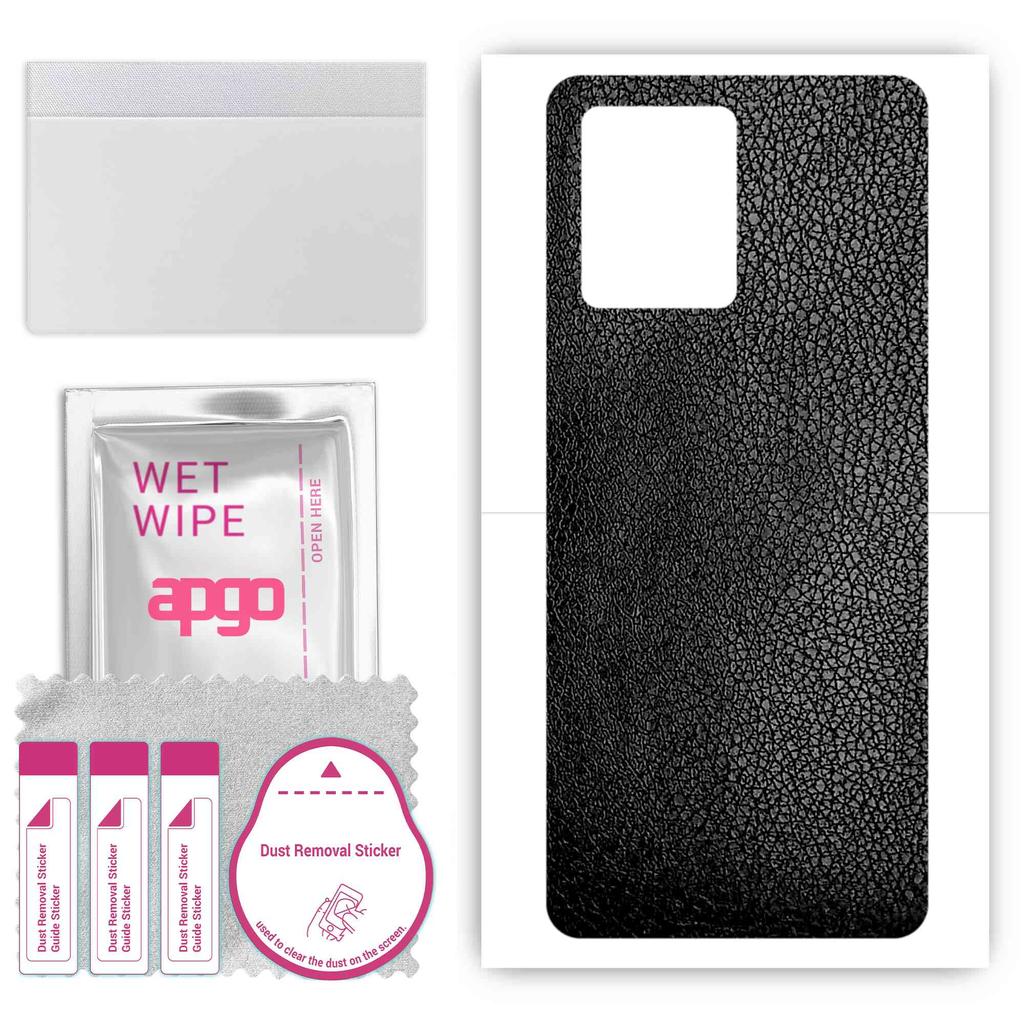 apgo Protective Skin Sticker for the Back Compatible with ZTE Voyage 30, Wrap Film, Foil, Vinyl - Pattern Black Leather