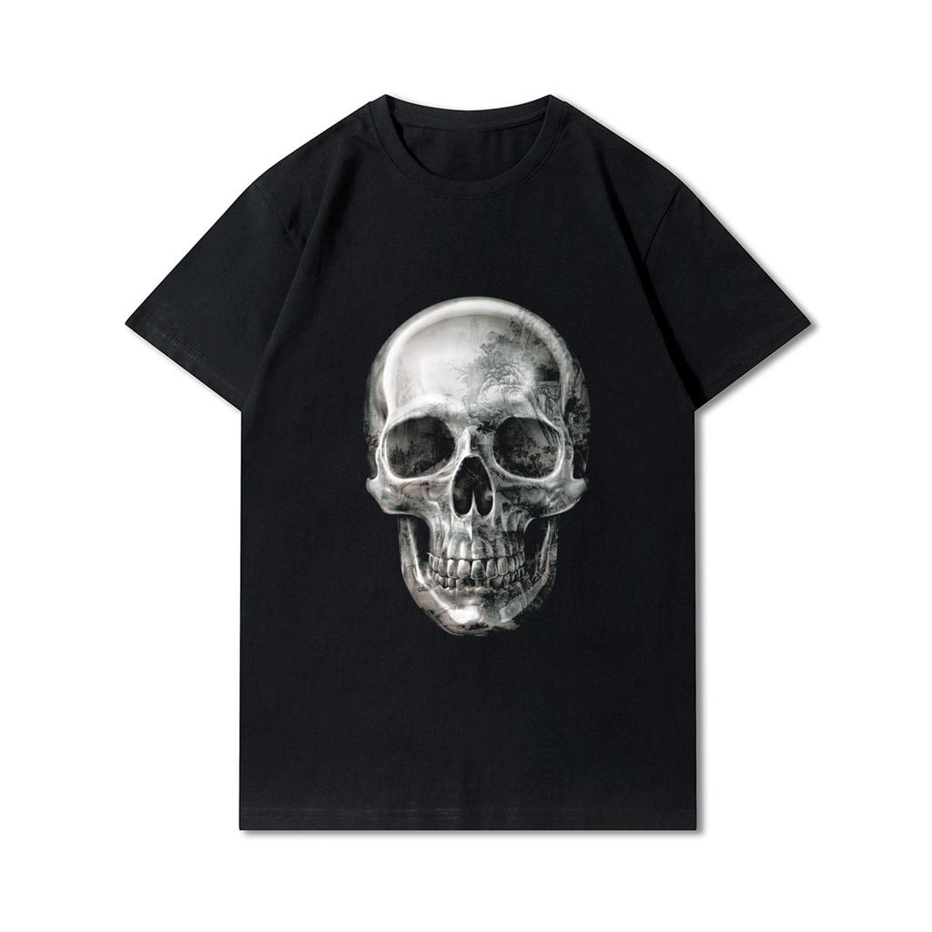 Plus Size 30 Patterns Cotton Harajuku Men T-Shirt Skull Print Tees Round Neck T Shirt Casual Tops