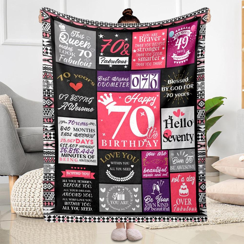 Happy 60th Birthday Sunflower flannel,Lightweight,Flannel Blanket,Comfortable Blanket, Sofa Blanket, gift blankets,Holiday gift blanket Blankets