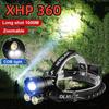 Super High Power XHP360 Headlamp Powerful Fishing COB Head Flashlight Super Bright Zoom LED Headlight USB Rechargeable Lantern