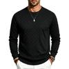 Men S Round Neck Long Sleeve Knitted Sweater Checkered Jacquard Casual Pullover