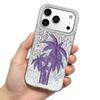 Фиолетовые Кокосовые Пальмы Чехол для iphone 11 12 Air 16 Plus 14 XR XS Max 17 Pro 13 15 18 Pro Max Серебристый Блеск Трескающийся Фон