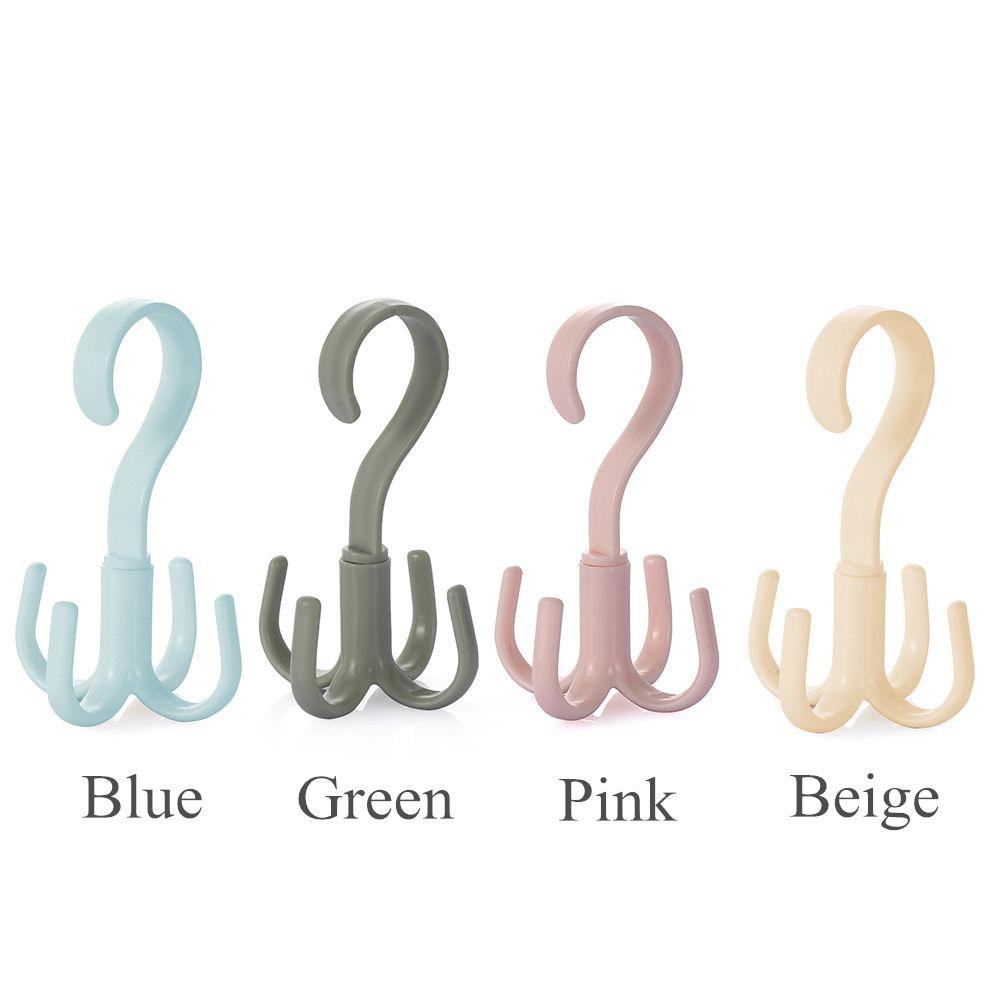 Storage Hook Cloth Rack Tie Holder Rotating Four-claw Hook Plastic Hanger Multifunction 4 Hook