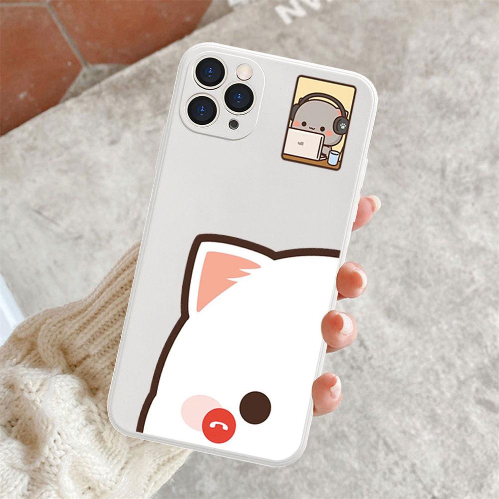 Мультяшная пара животных Коты Чехол для телефона на двоих для IPhone 15 14 13 12 11 Pro Max Mini XS X XR SE2 7 8Plus Чехол для влюбленных Матовый Fundas