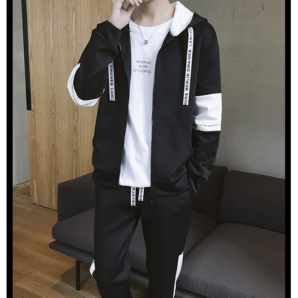 Спортивный костюм и костюм для тренировок больших размеров, свободная стильная толстовка с длинными [foveitaa] мужской комплект, в наличии, для ношения осенью/весной, посадка, на молнии, карманы, рукава,