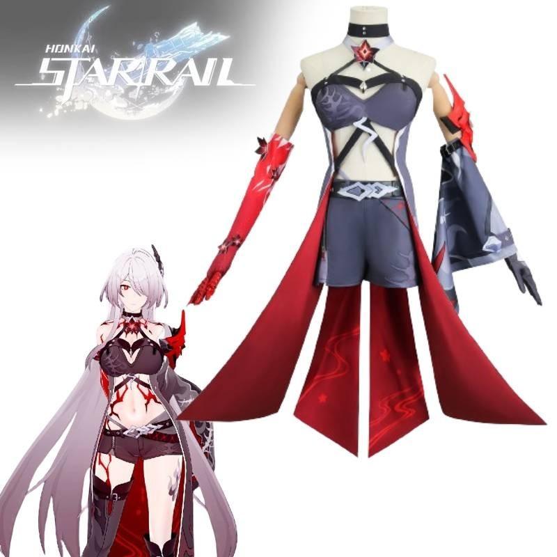 Яркий желто-красный костюм для косплея для игровых энтузиастов с париком