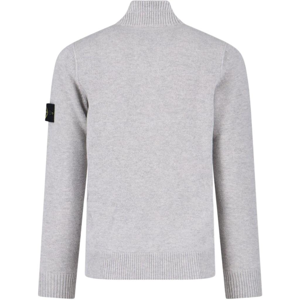 STONE ISLAND Однотонный шерстяной вязаный свитер унисекс на молнии до середины груди со стойкой серый K2S155100040S00A3-V0M64