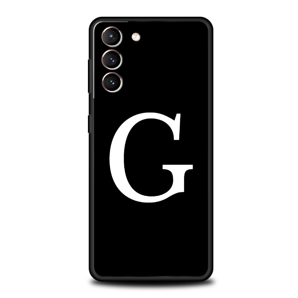 Чехол для телефона с инициалами от A до Z для Samsung Galaxy S26 Ultra S25 Plus S24 FE S23 S22 5G S21 S20 Черный Мягкий
