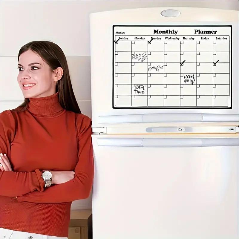Stylish Magnetic Dry Erase Calendar - Versatile Monthly Planner for Refrigerator - Easy Kitchen Organization & Decor