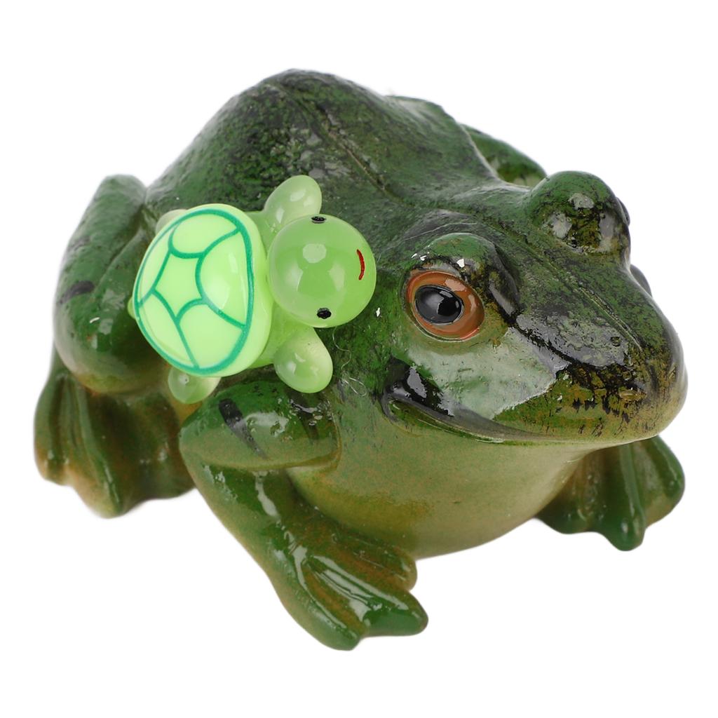 Милая забавная фигурка лягушки из смолы, скульптура лягушки с черепахой для украшения патио, сада