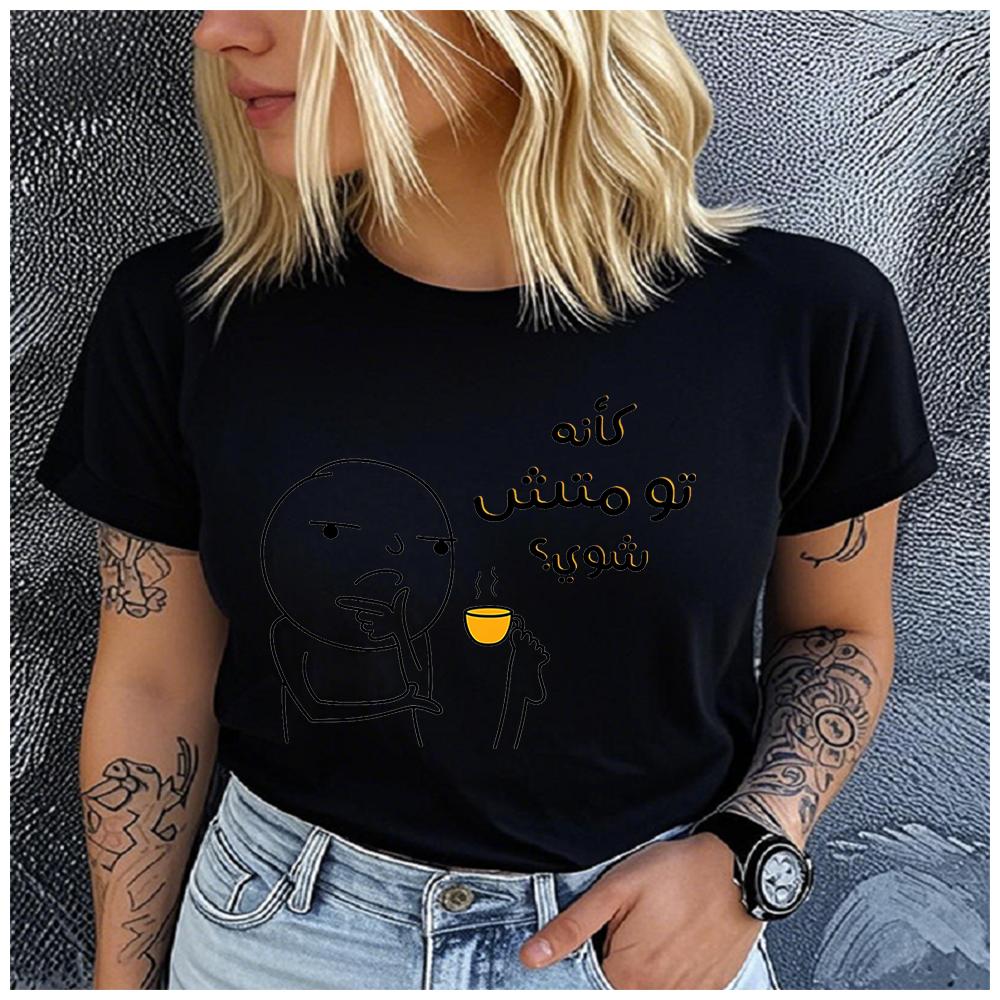 Unisex Comfortable Breathable Polyester Summer Top with Print Loose round Neck Short Sleeve Fashion Tee for Lovers