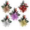 1-5pcs Christmas Artificial Pine Cones Flower with Clips Flower Red Berries Xmas Tree Wreath Ornaments Party Wedding Decoration