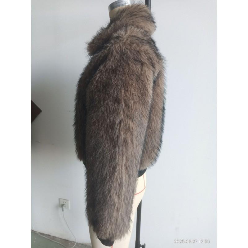 Womens Casual Faux Fur Collar Coat Korean Style Long Sleeve Top
