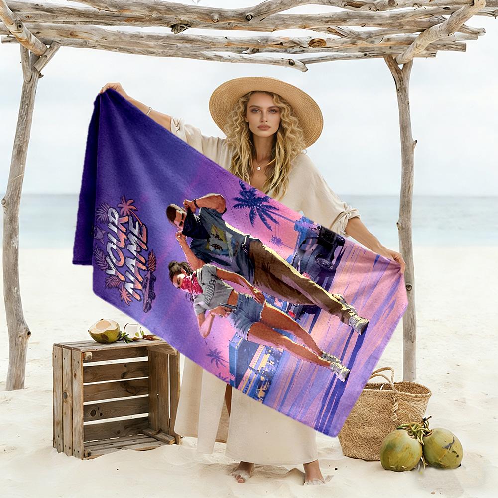 Gta Customize Your Name Beach Towel High Absorbency & Quick-Dry Ideal for Travel Outdoor Swim Pool Yoga Surf Camping Hiking Gym Gift Holiday