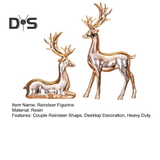 2 шт., парная фигурка оленя, стоящая, лежащая, статуя оленя из смолы, скульптура лося, рождественская, для домашнего офиса, книжной полки, украшения для рабочего стола, орнамент