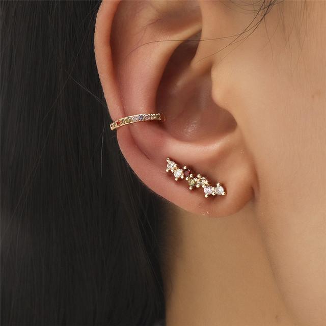 Bohemian No Piercing Crystal Rhinestone Ear Cuff Set Girls Women Wrap Stud Clip Earrings Ear Studs Fashion Women Jewelry