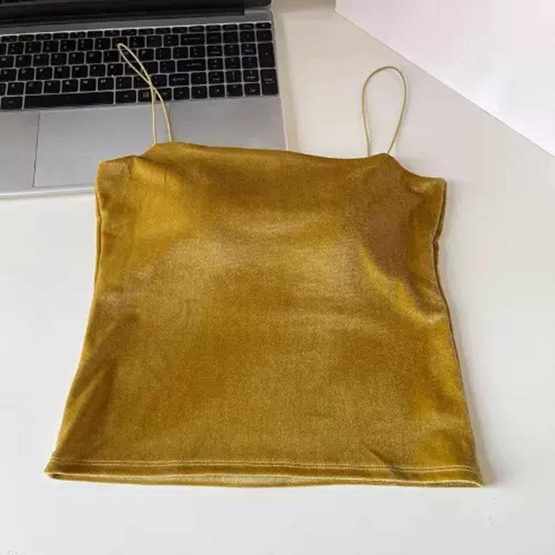 Бархатный топ-майка Высококачественное нижнее белье Нет необходимости носить нагрудник Бандо Вырез лодочкой Без рукавов На тонких бретельках Бархатный Сексуальный