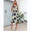 New Fashion Printed Daily Versatile Women'S Summer Loose And Casual Solid Color Cotton And Hemp Long Dress