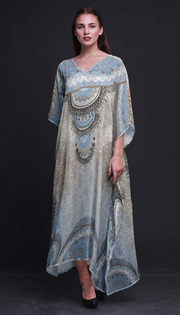 Phagun Floral Mandala Beach Kaftan Bikini Cover up Womena s Maxi Dress Long