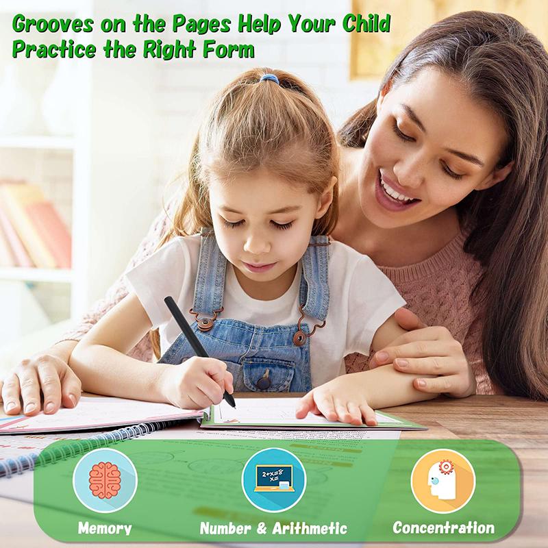 1/4 шт. Волшебная тетрадь для практики, ручка для дошкольников, каллиграфия, английская версия, бесплатная протирка, детская многоразовая тетрадь для письма