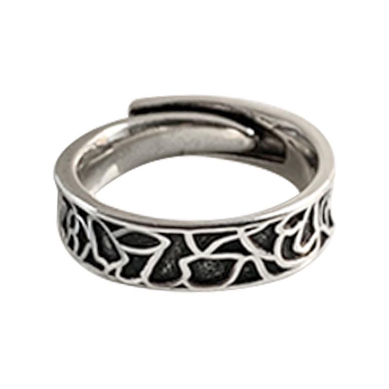 *Lan Zhi Кольцо из стерлингового серебра 925 пробы в стиле ретро, темное, милое, хип-хоп, открытое, для женщин*