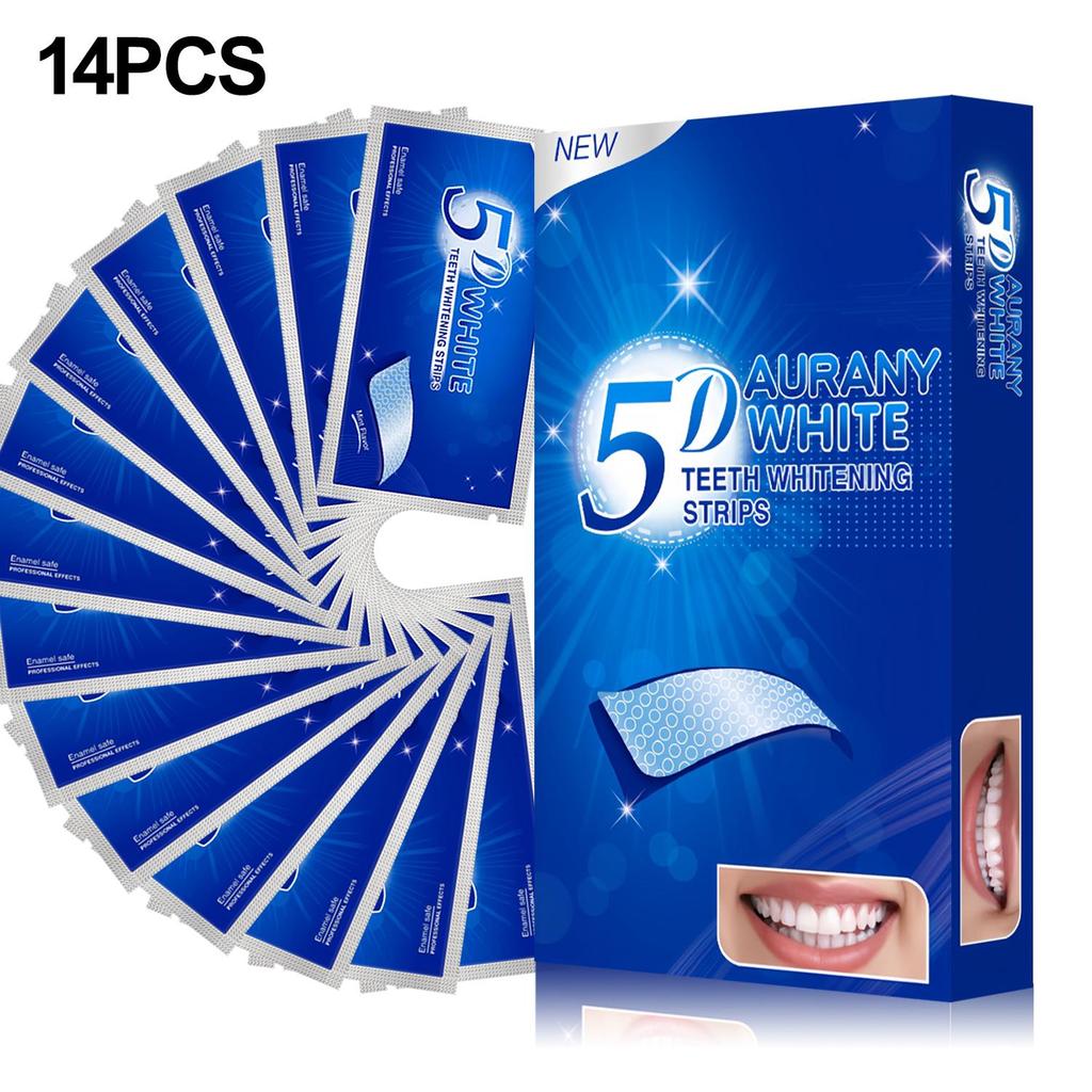 5D Отбеливающие полоски для зубов с технологией, безопасной для эмали, для чувствительных зубов - Эффективны против пятен от кофе и вина - Доступны в наборах по 7, 14 или 21 паре