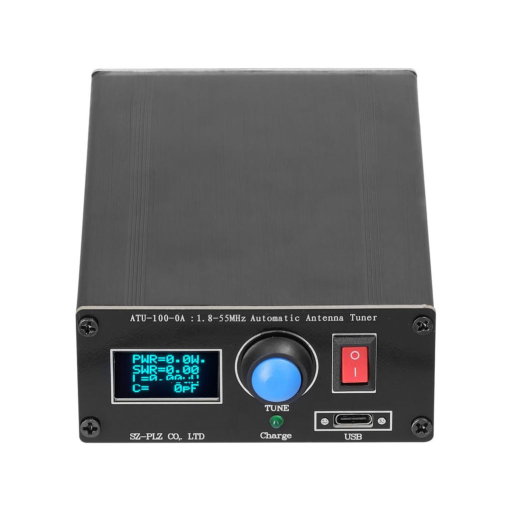 ATU-100-0A 1.8-55MHz/30MHz Mini Automatic Antenna Tuner OLED Display Aluminum Outcase with1800MAh Battery ATU Antenna Tuner