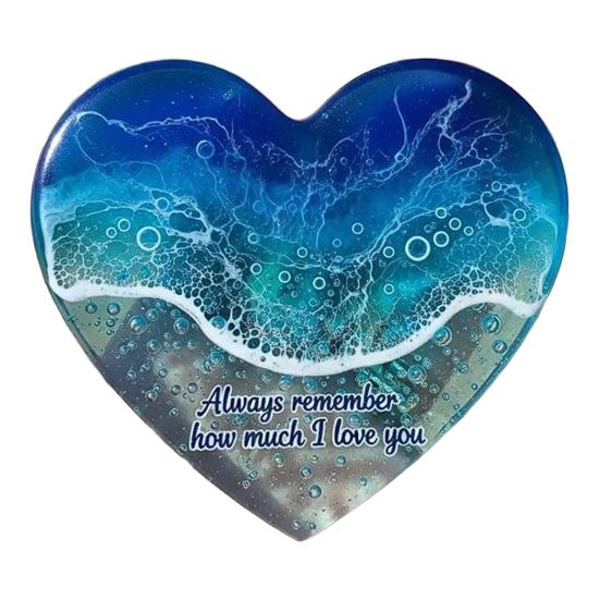 Ocean Pocket Heart Glass Beach Heart Ornament Handmade Pocket Sea Mini Heart Keepsake Gift for Friend Valentine's Day Birthday