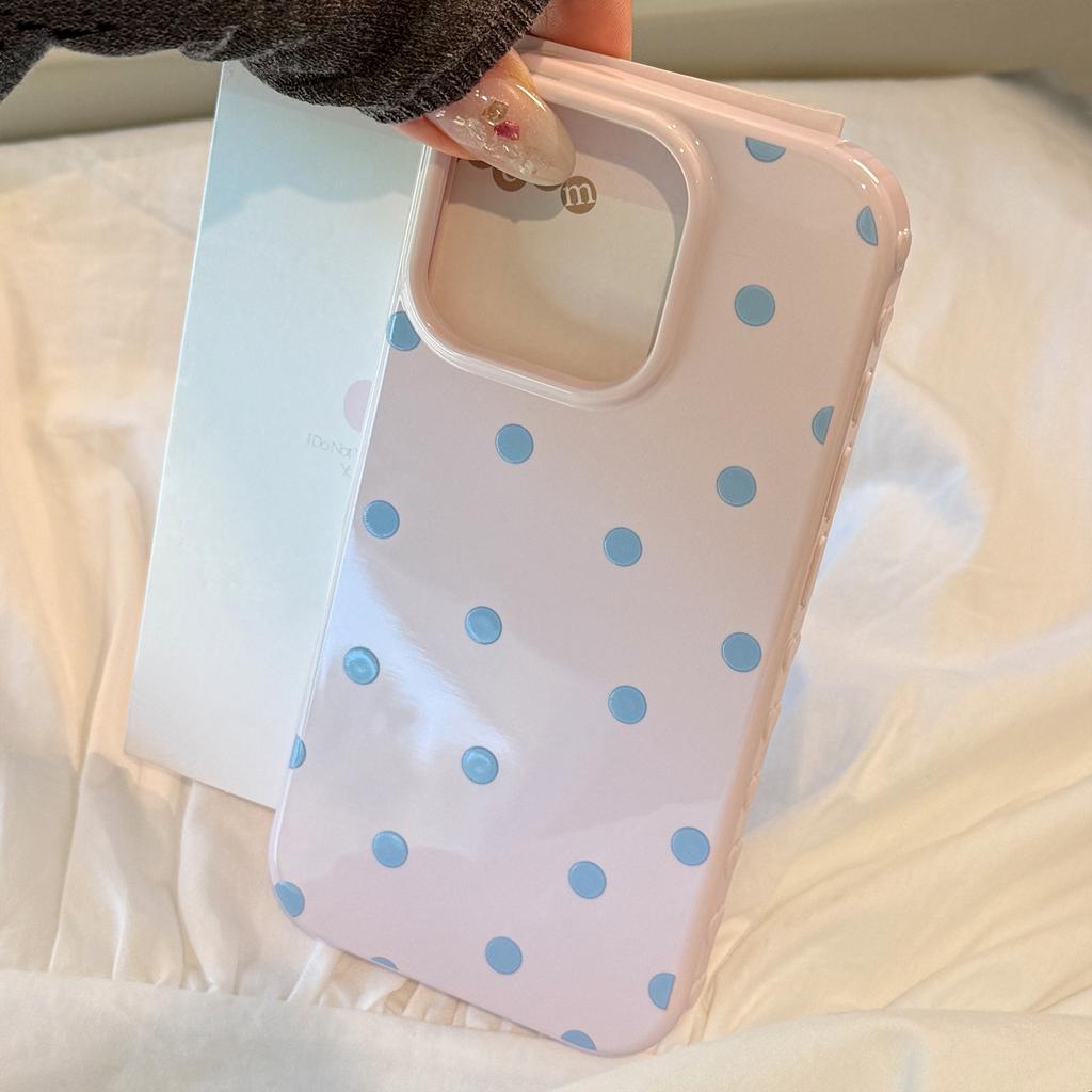 В стиле розово-голубого горошка для чехла мобильного телефона Apple 16 для iPhone17pro Max в корейском стиле 14 мягкий чехол 13 простой