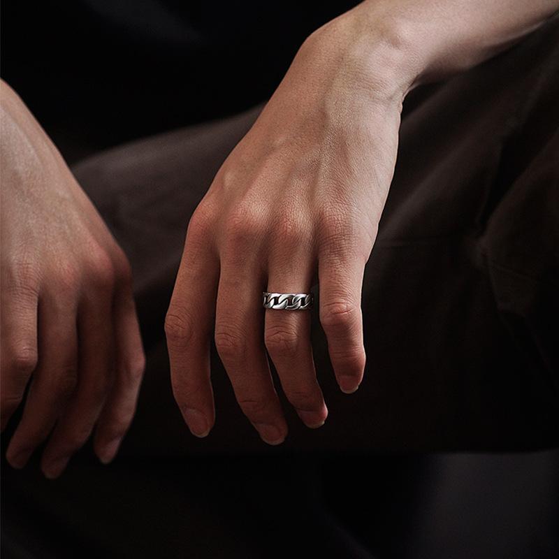 Универсальное мужское кольцо из титановой стали Кольцо с литой цепочкой из нержавеющей стали