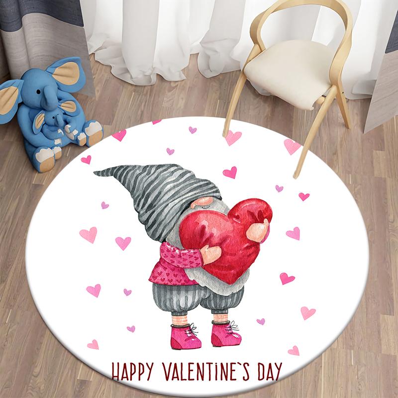 Круглый ковер с принтом Kawaii ко Дню святого Валентина, ковер для дома, гостиной, спальни, украшение для пола, противоскользящий коврик