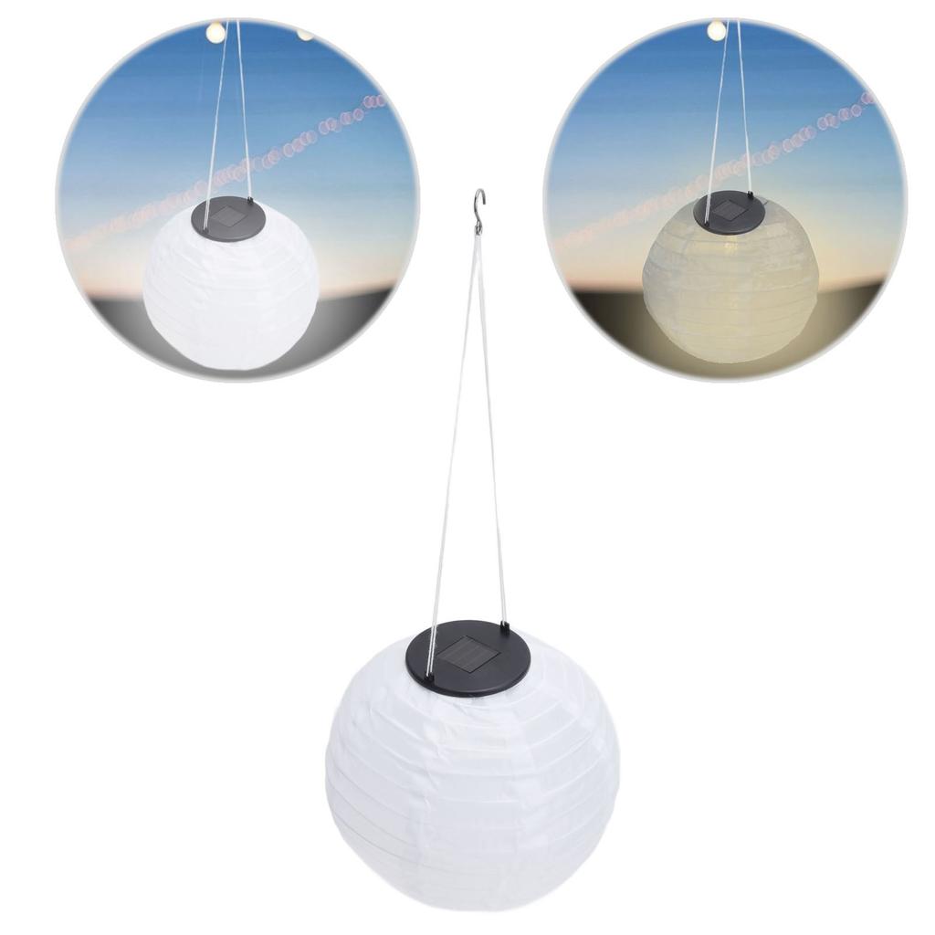 Waterproof LED Solar Cloth Chinese Lantern Outdoor Wedding Party Garden Hanging Hook Lamp