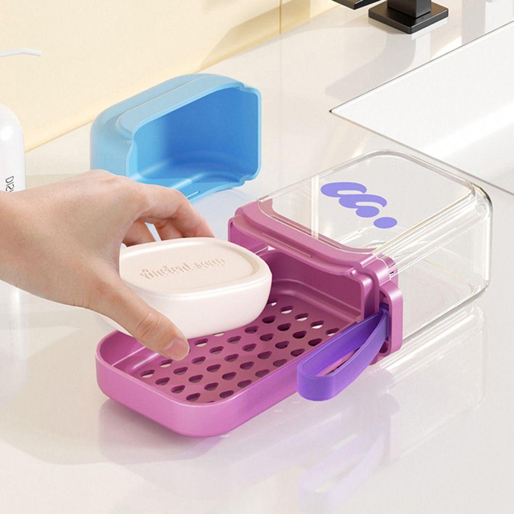 Мультяшная мыльница Dopamine, герметичная прозрачная пластиковая мыльница с поддоном для слива, переносная дорожная мыльница