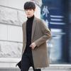 Мужское зимнее пальто, мужское пальто средней и длинной длины в корейском стиле, облегающее шерстяное пальто, утолщенный тренчкот