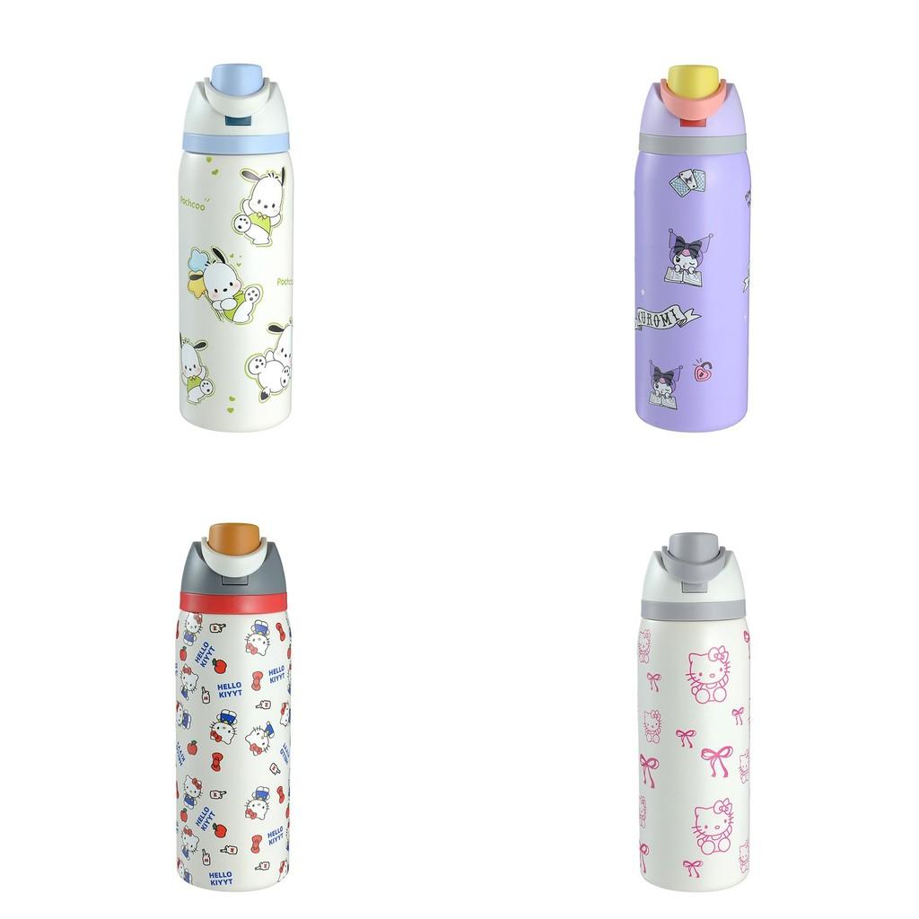 Hello Kitty Kuromi Butterfly Knot Floral Print Stainless Steel Insulated Cup With Lock Clip For Outdoor Activities