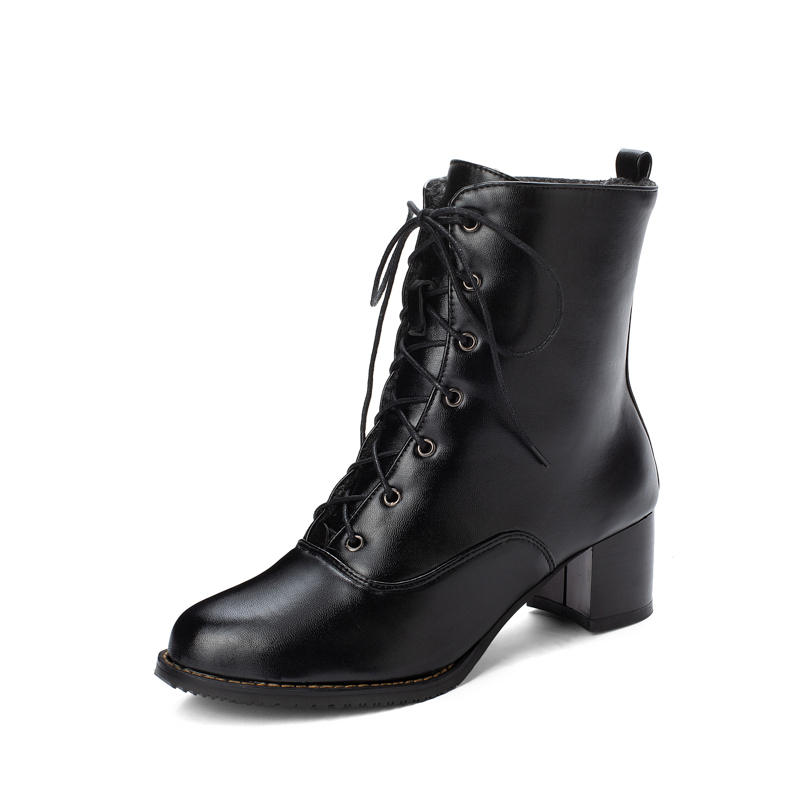 Женские короткие сапоги на высоком каблуке, осенне-зимние, удобные, универсальные, на толстом каблуке, повседневные короткие сапоги большого размера