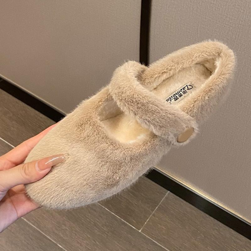Модные осенне-зимние теплые пушистые туфли на плоской подошве женские удобные с круглым носком Мэри Джейн женские мягкие хлопковые туфли лоферы zapatos de mujer